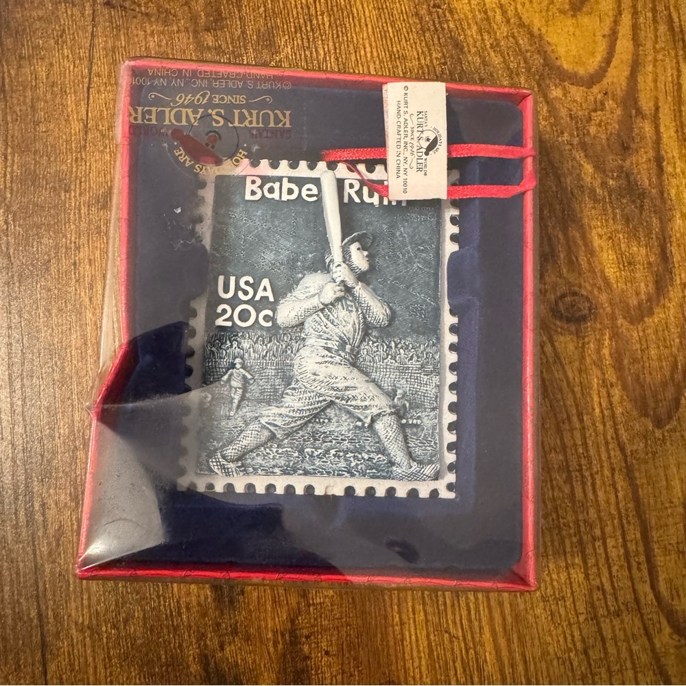 Kurt S. Adler Babe Ruth USPS Stamp Christmas Ornament 1998 Boxed